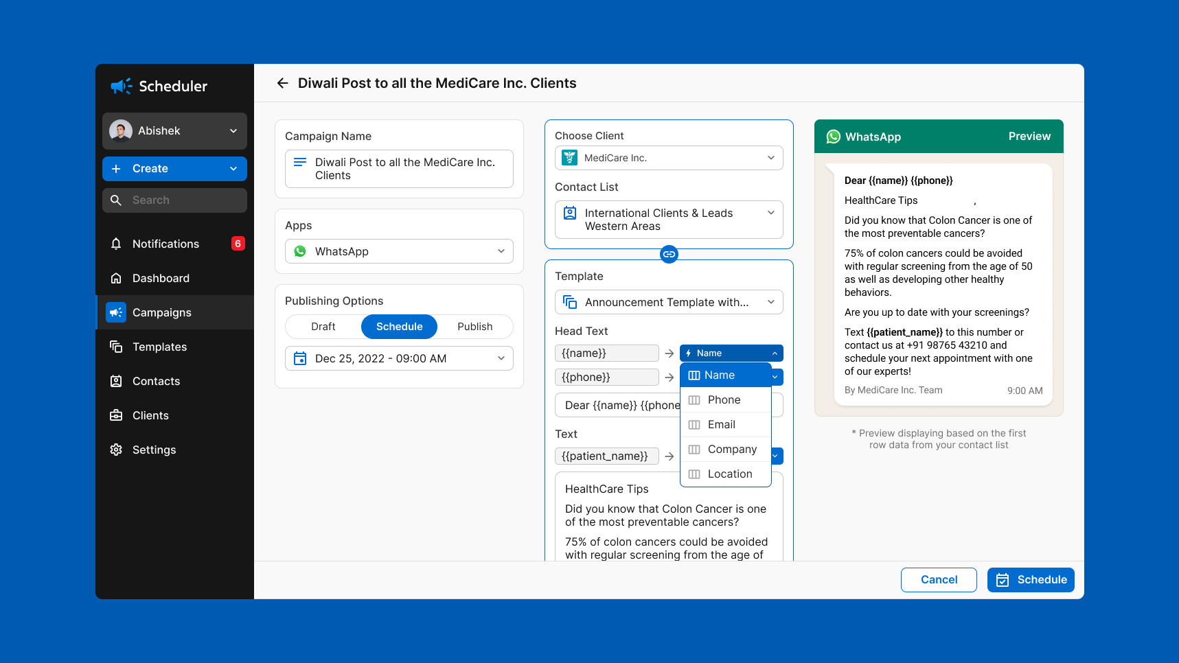 WhatsApp Bulk Message Scheduler